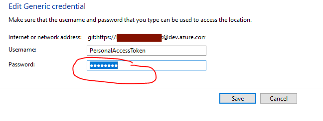 Password replace by Git token
